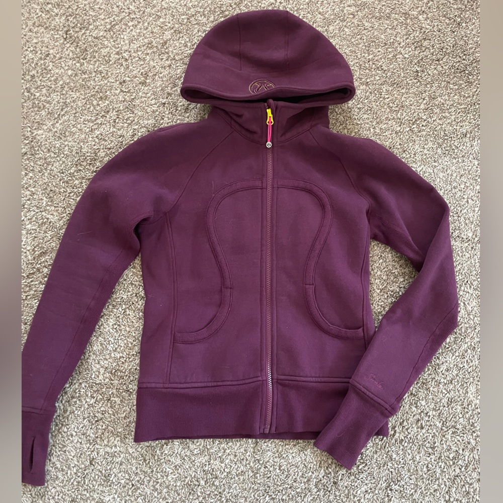 Purple Lululemon zip up scuba hoodie